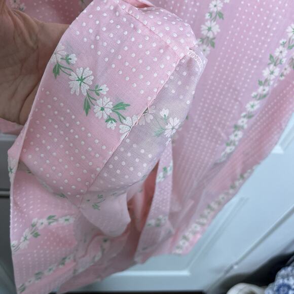 VTG 60s-70s Coat House Dress Women Large Pink White Daisies Robe Mrs Maisel - Picture 4 of 10